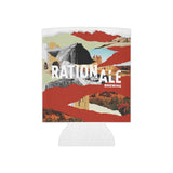 side view of a beer can holder with mountains 